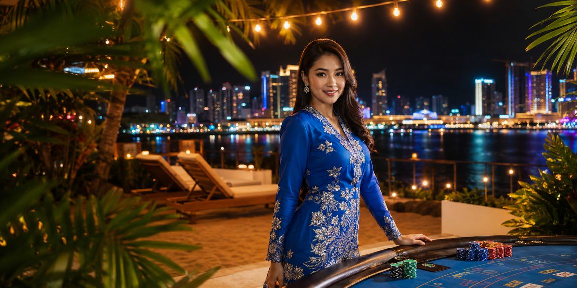 Wanita berbaju kurung di Johor Bahru menikmati hiburan kasino melalui telefon pintar